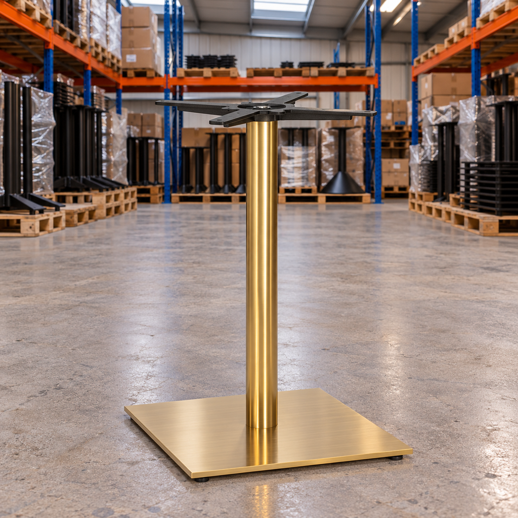 Tring Small Square Table Base – Brass - Restaurant Table & Chairs Direct