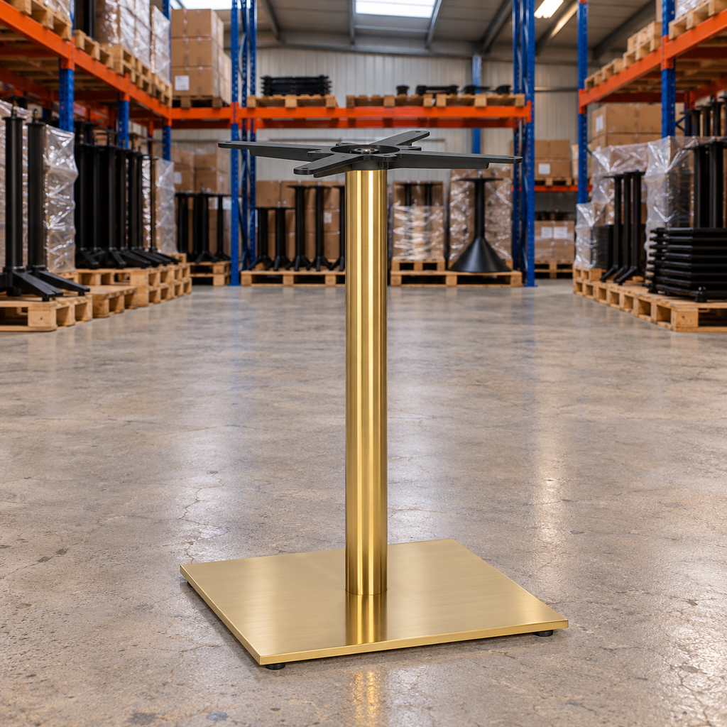 Tring Large Square Table Base – Brass - Restaurant Table & Chairs Direct
