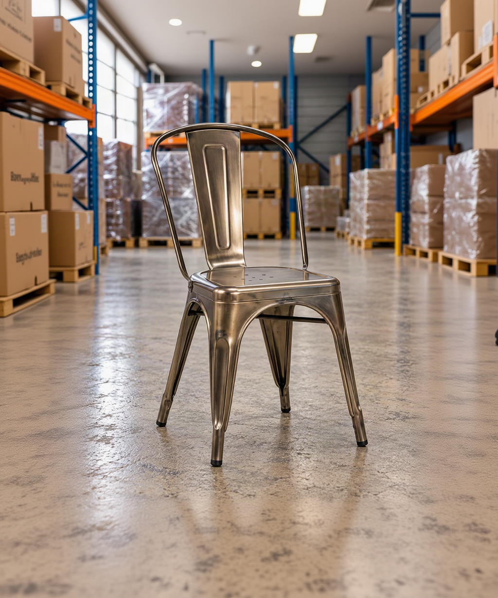 Tolix Style Restaurant side Chair – Gun Metal Grey