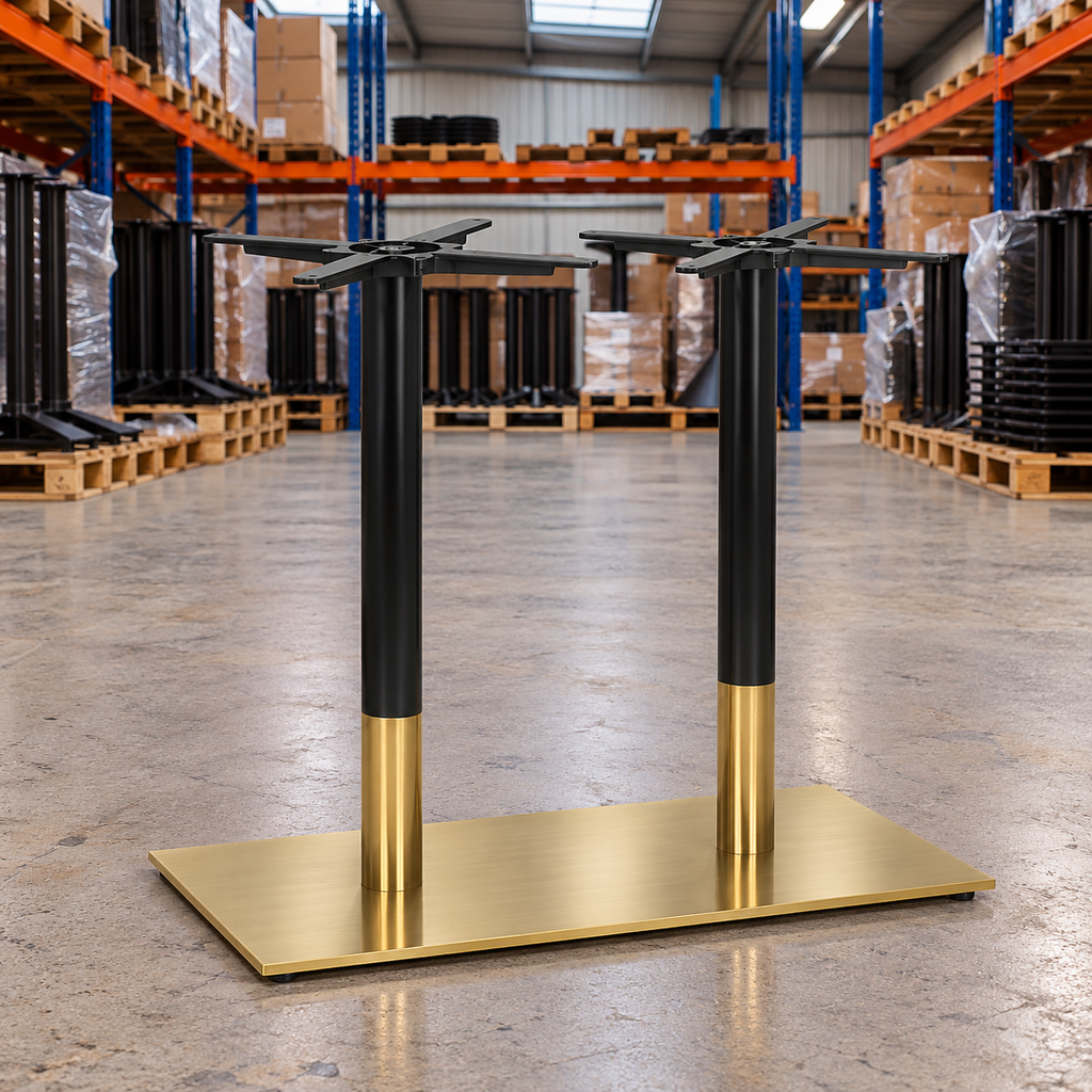 Tring Twin Table Base – Black / Brass - Restaurant Table & Chairs Direct