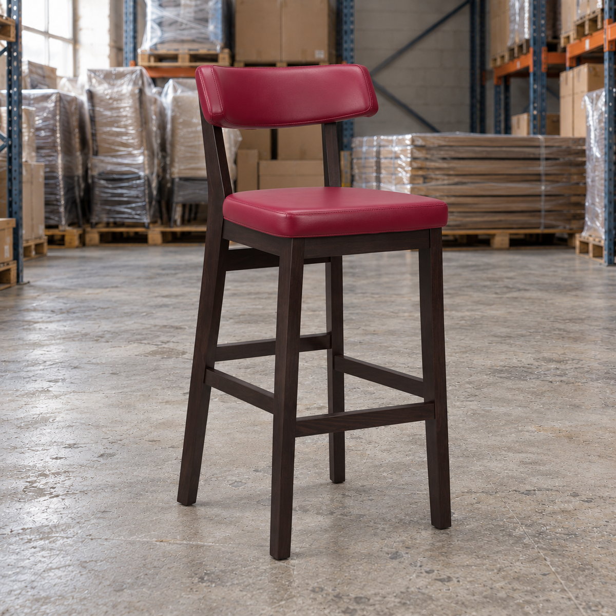 Oak Commercial Bar Highchair – Wine / Wenge Frame - Restaurant Table & Chairs Direct