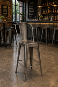 Tolix Style Highchair - Gun Metal Grey – contract commercial furniture for restaurants & hotels UK