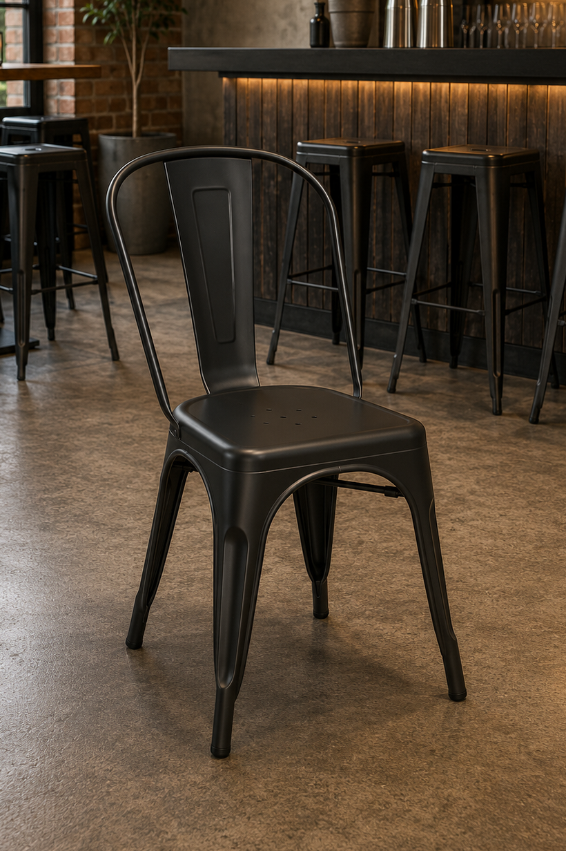 Tolix Style Commercial Side Chair – Black Matt