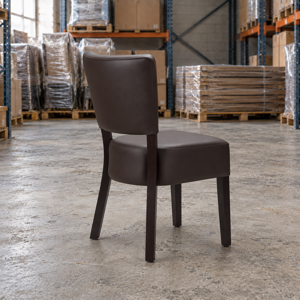 Restaurant Side Chair – Willow Dark Brown Upholstery with Wenge-Finish Frame