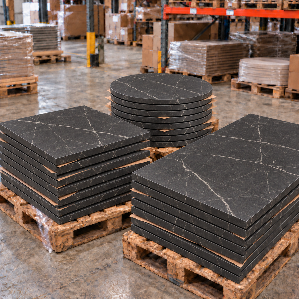 Egger Black Pietra Grigia 25mm Commercial Table Top - Restaurant Table & Chairs Direct