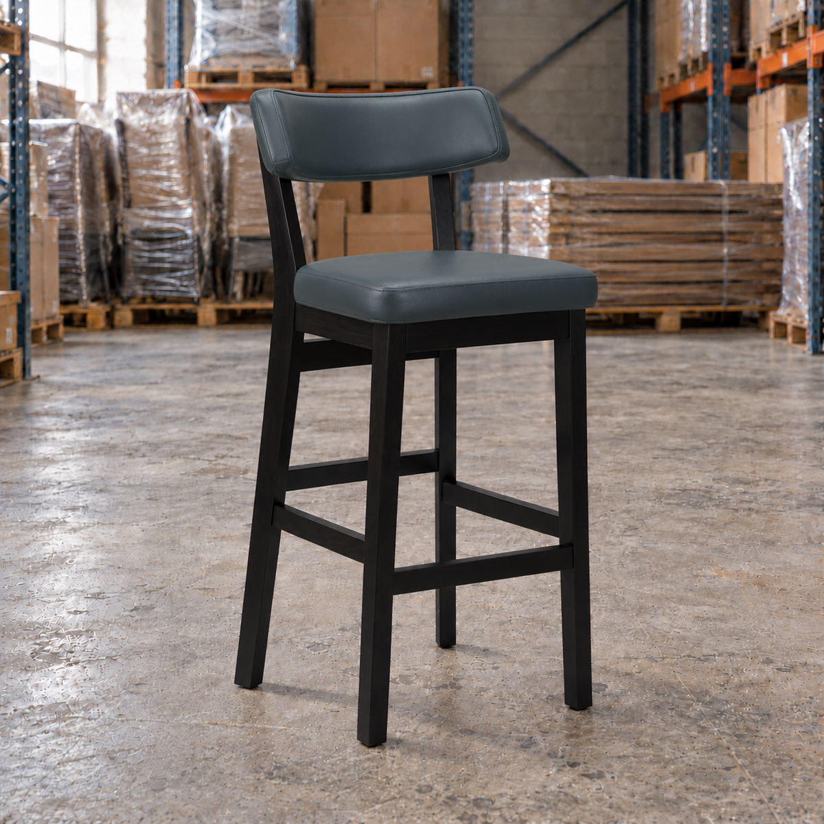 Oak Commercial Bar Highchair – Grey / Black Frame - Restaurant Table & Chairs Direct