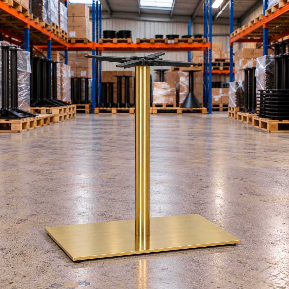 Tring Single Rectangular Table Base – Brass - Restaurant Table & Chairs Direct