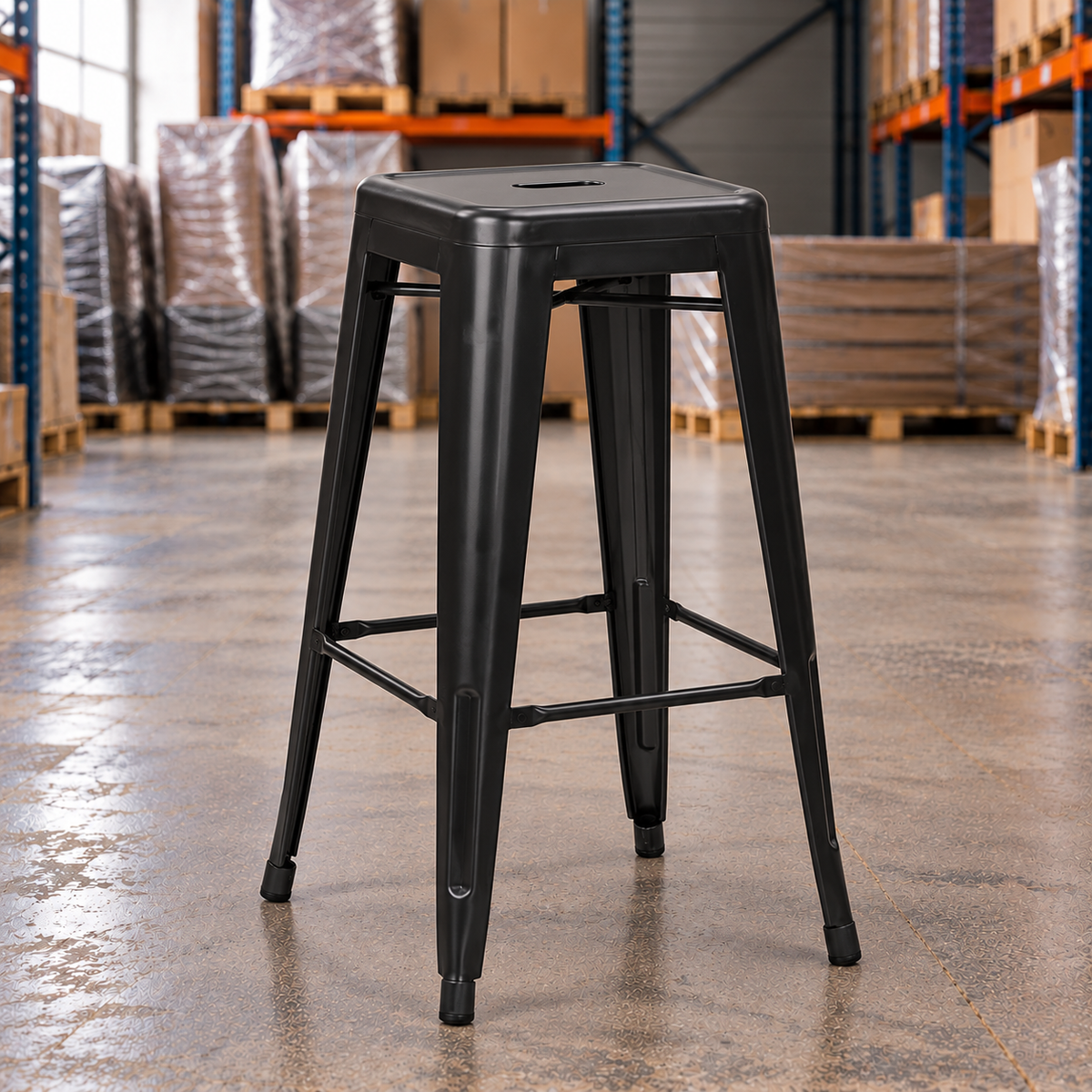 Tolix Style Commercial High Stool – Matt Black