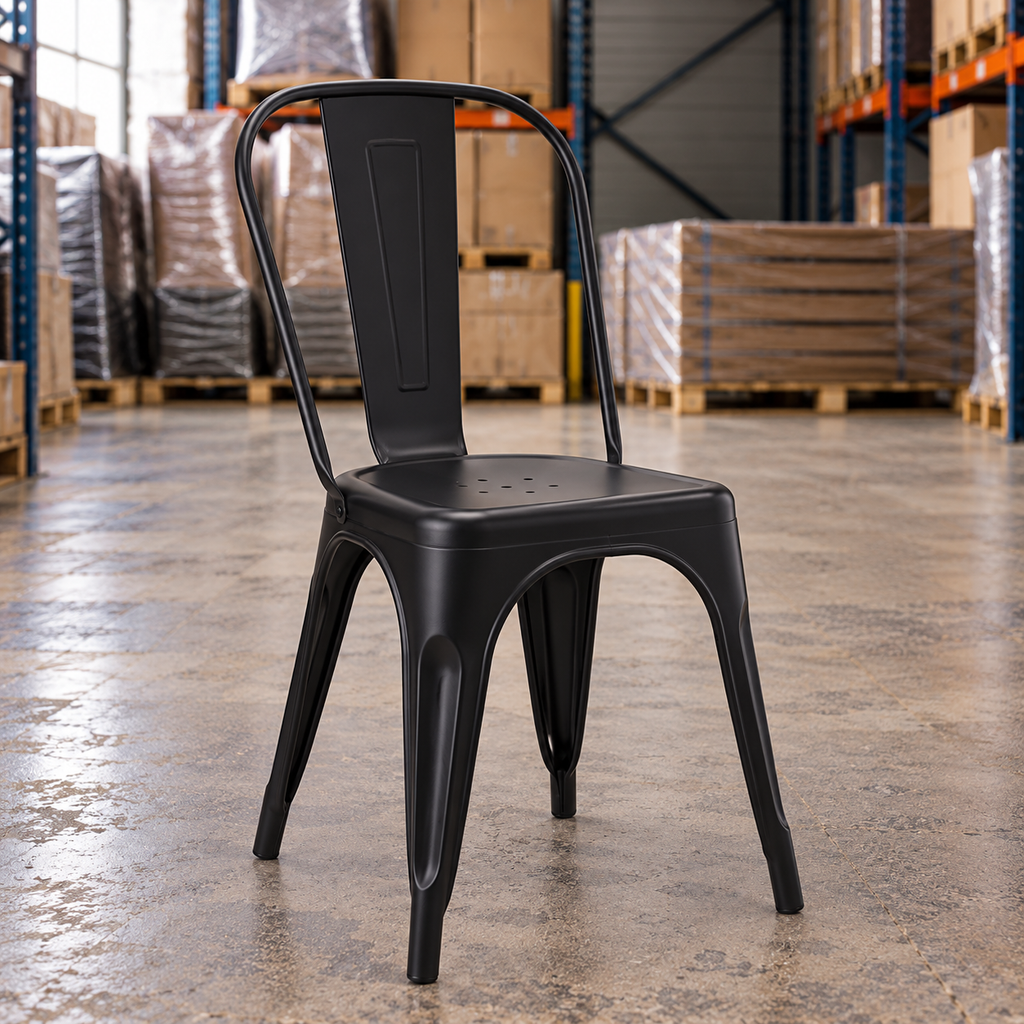 Tolix Style Commercial Side Chair – Matt Black