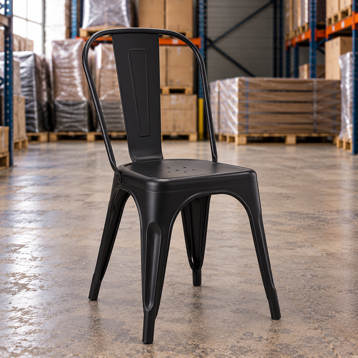 Tolix Style Commercial Side Chair – Matt Black