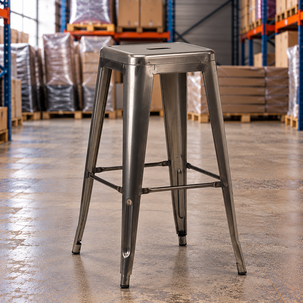 Tolix Style Commercial High Stool – Gun Metal Grey