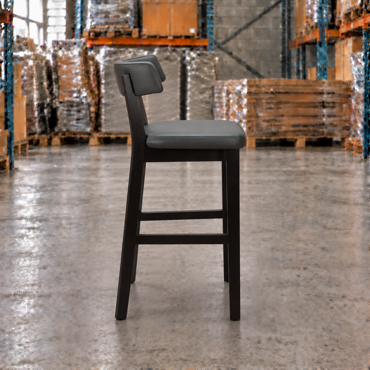 Oak Commercial Bar Highchair – Grey / Black Frame