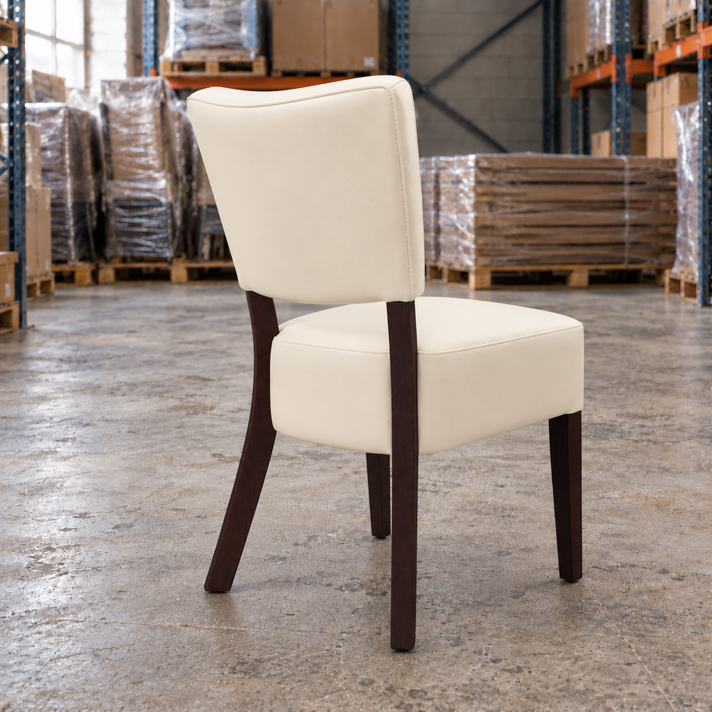 Restaurant Side Chairs – Willow Ivory Upholstered Chair with Wenge-Finish Frame
