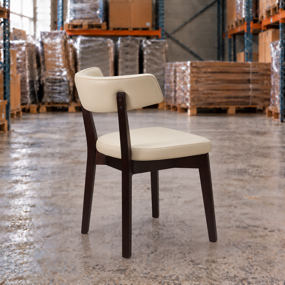 Oak Commercial Side Chair – Ivory / Wenge Frame