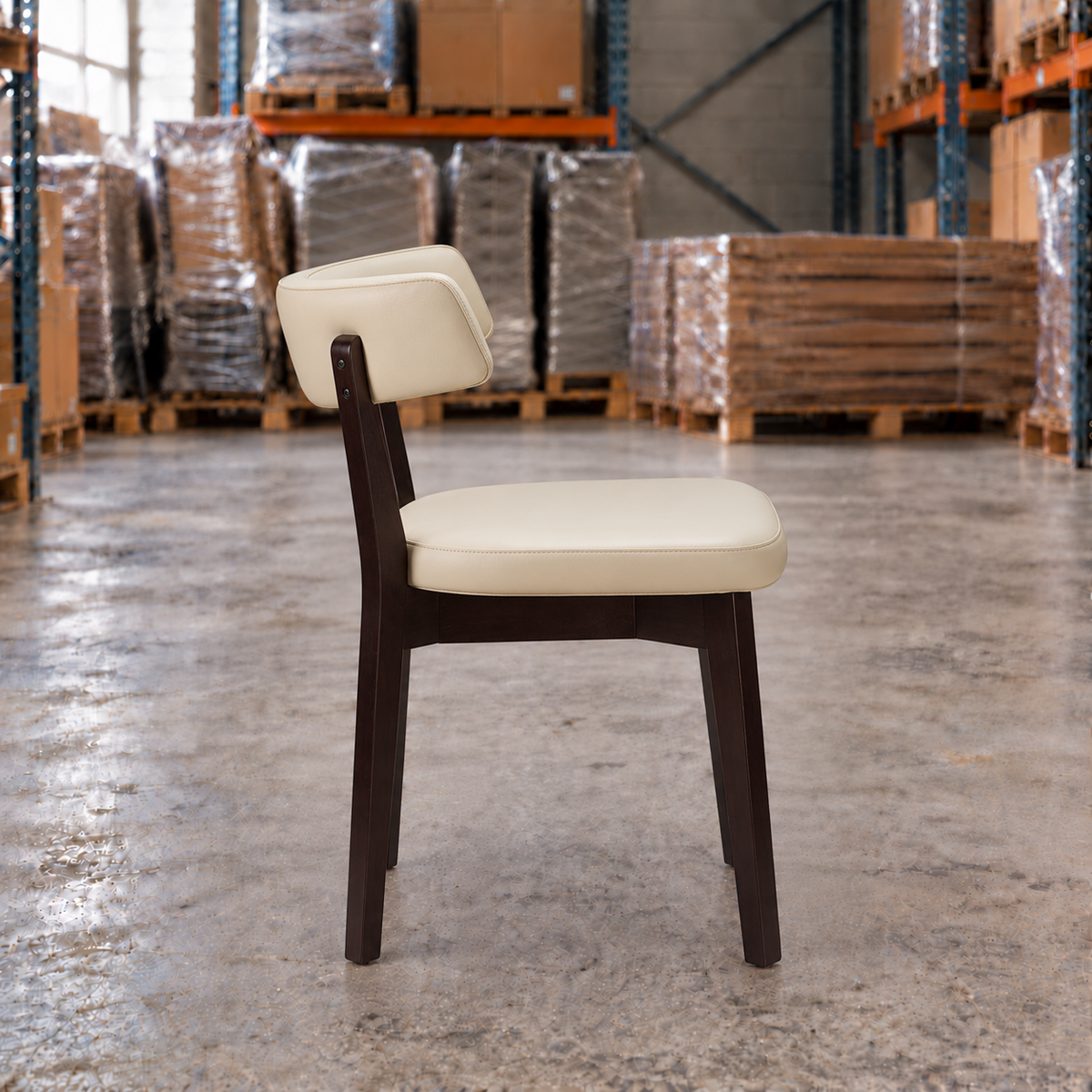 Oak Commercial Side Chair – Ivory / Wenge Frame
