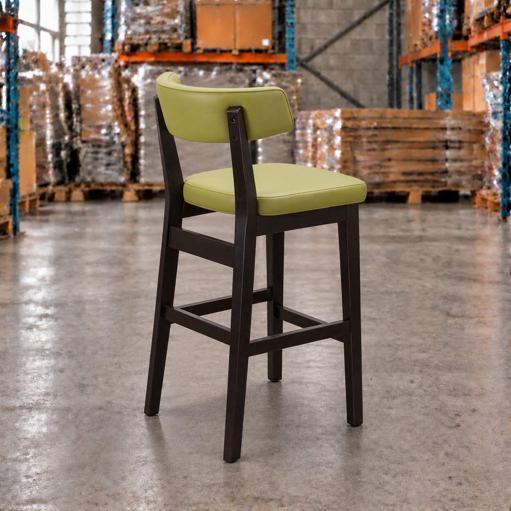 Oak Commercial Bar Highchair – Green / Black Frame