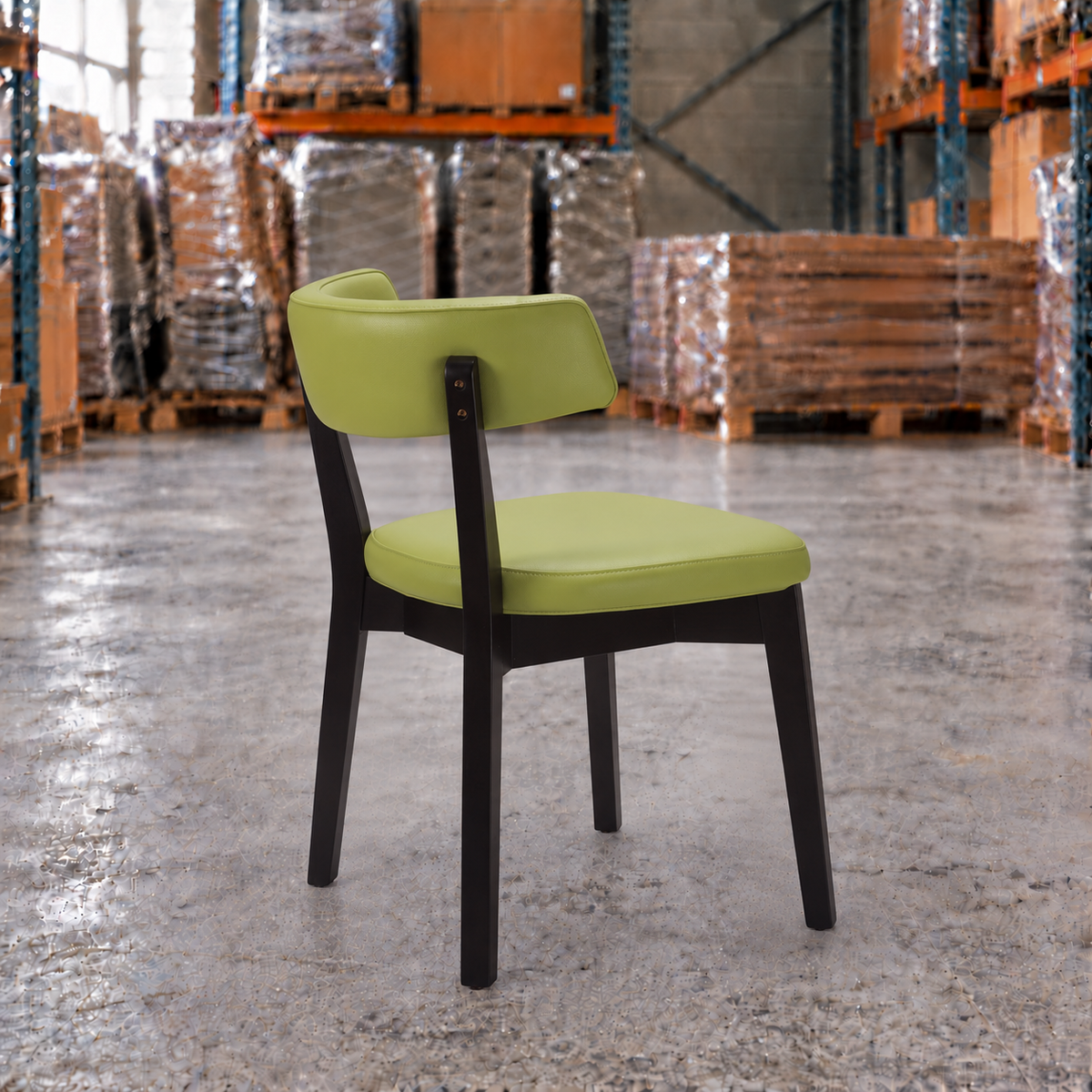 Oak Commercial Side Chair – Green / Black Frame