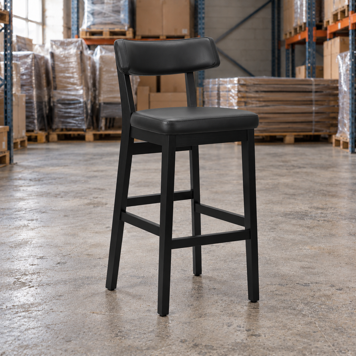 Oak Commercial Bar Highchair – Black / Black Frame - Restaurant Table & Chairs Direct