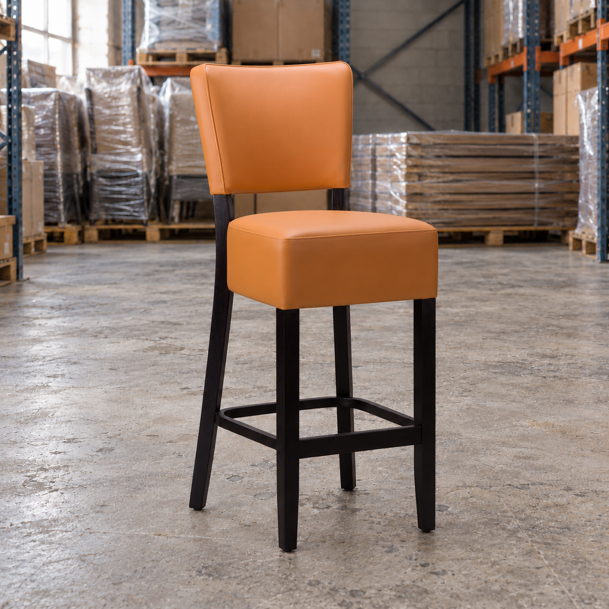 Willow Commercial Bar Highchair – Ochre / Wenge Frame - Restaurant Table & Chairs Direct
