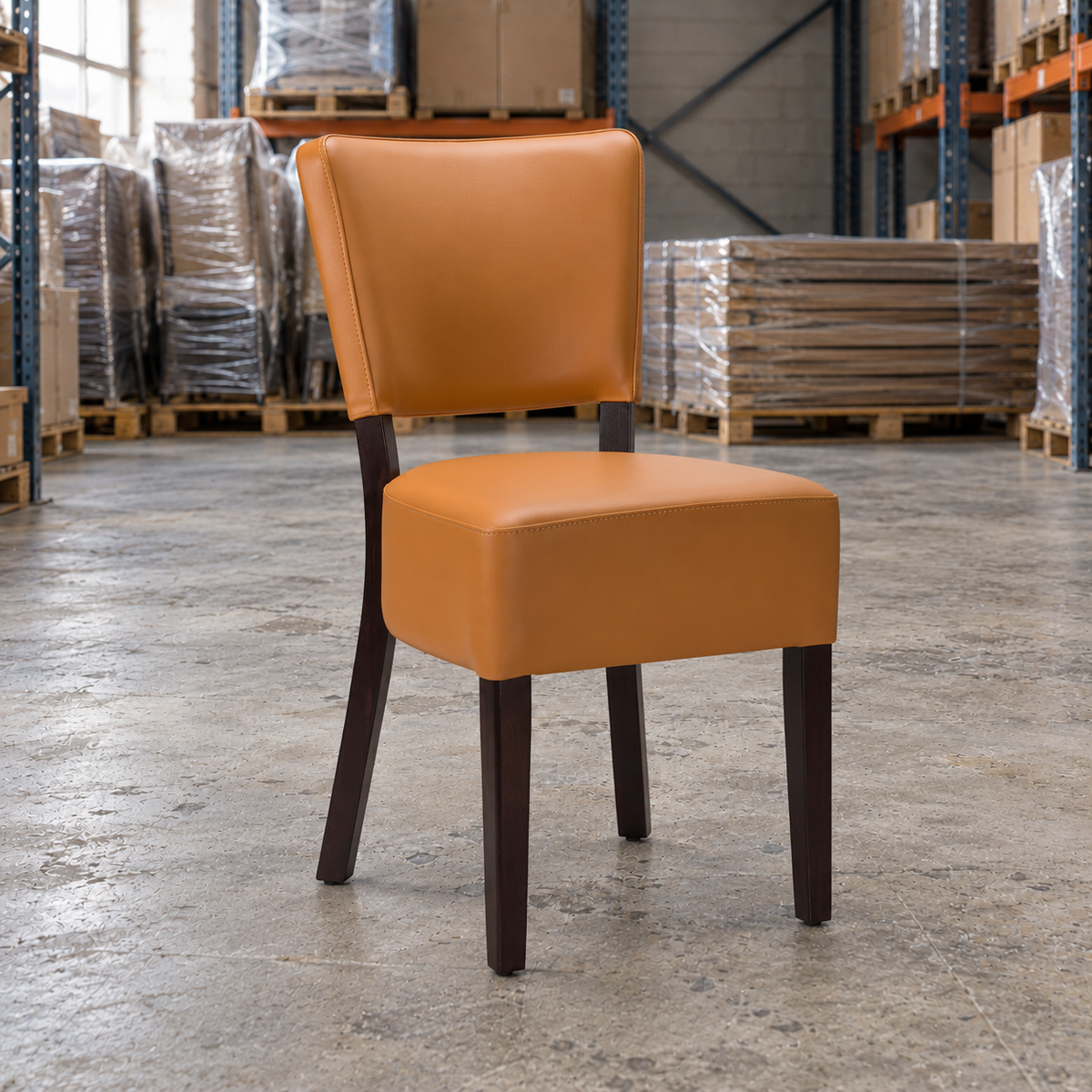 Restaurant Chair in Ochre Upholstery with Wenge-Finish Frame