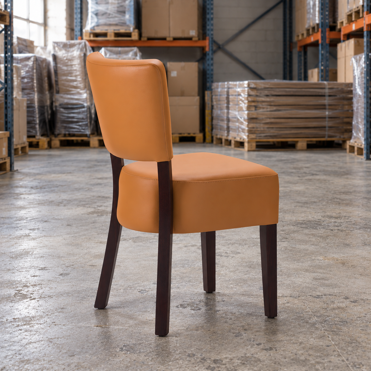 Restaurant Chair in Ochre Upholstery with Wenge-Finish Frame