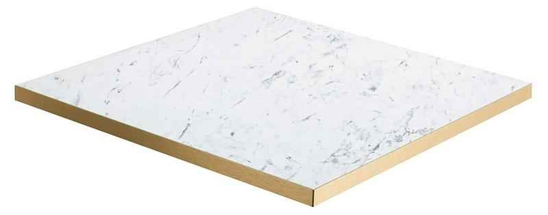 White Marble / Gold Edge 25mm Laminate Table Top