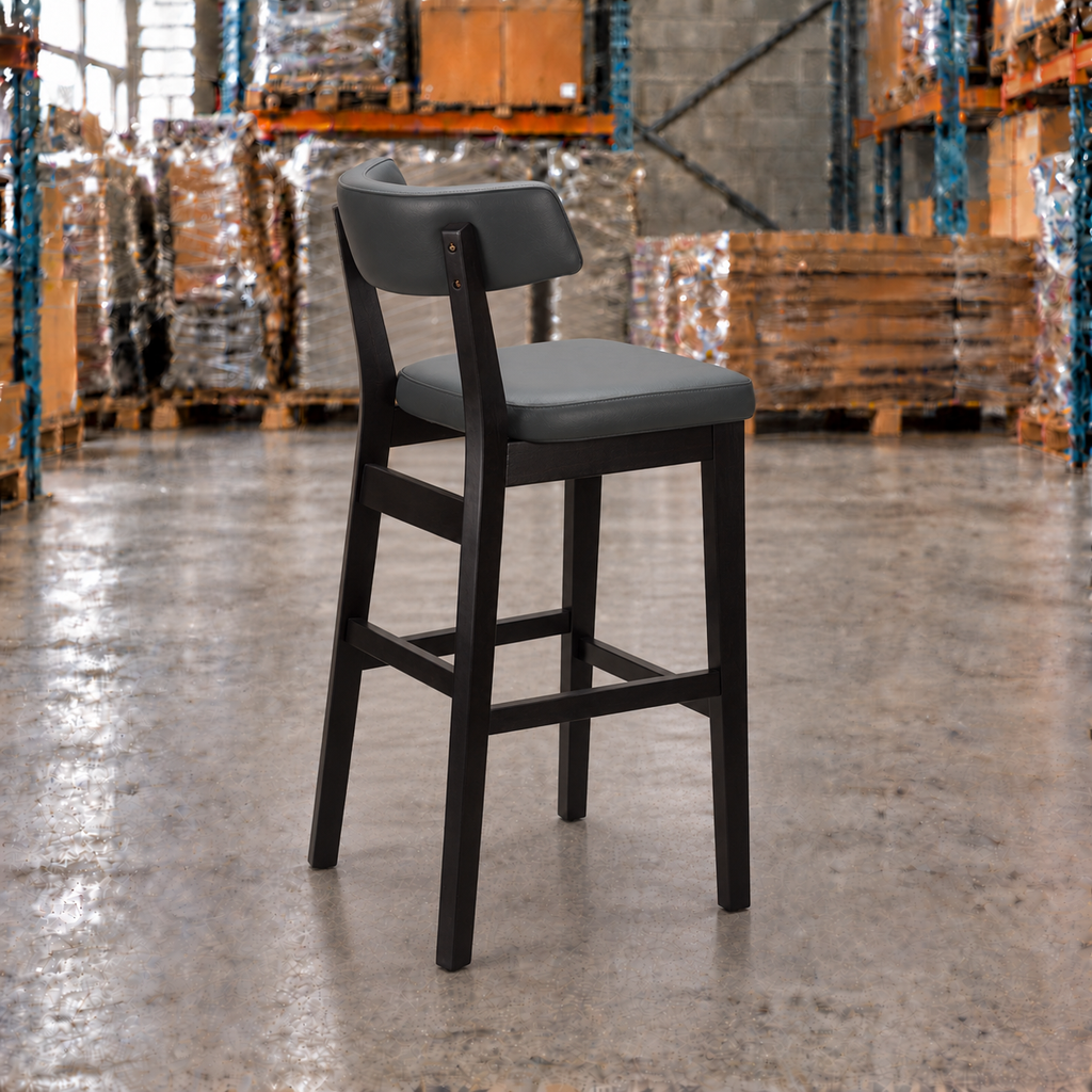 Oak Commercial Bar Highchair – Grey / Black Frame