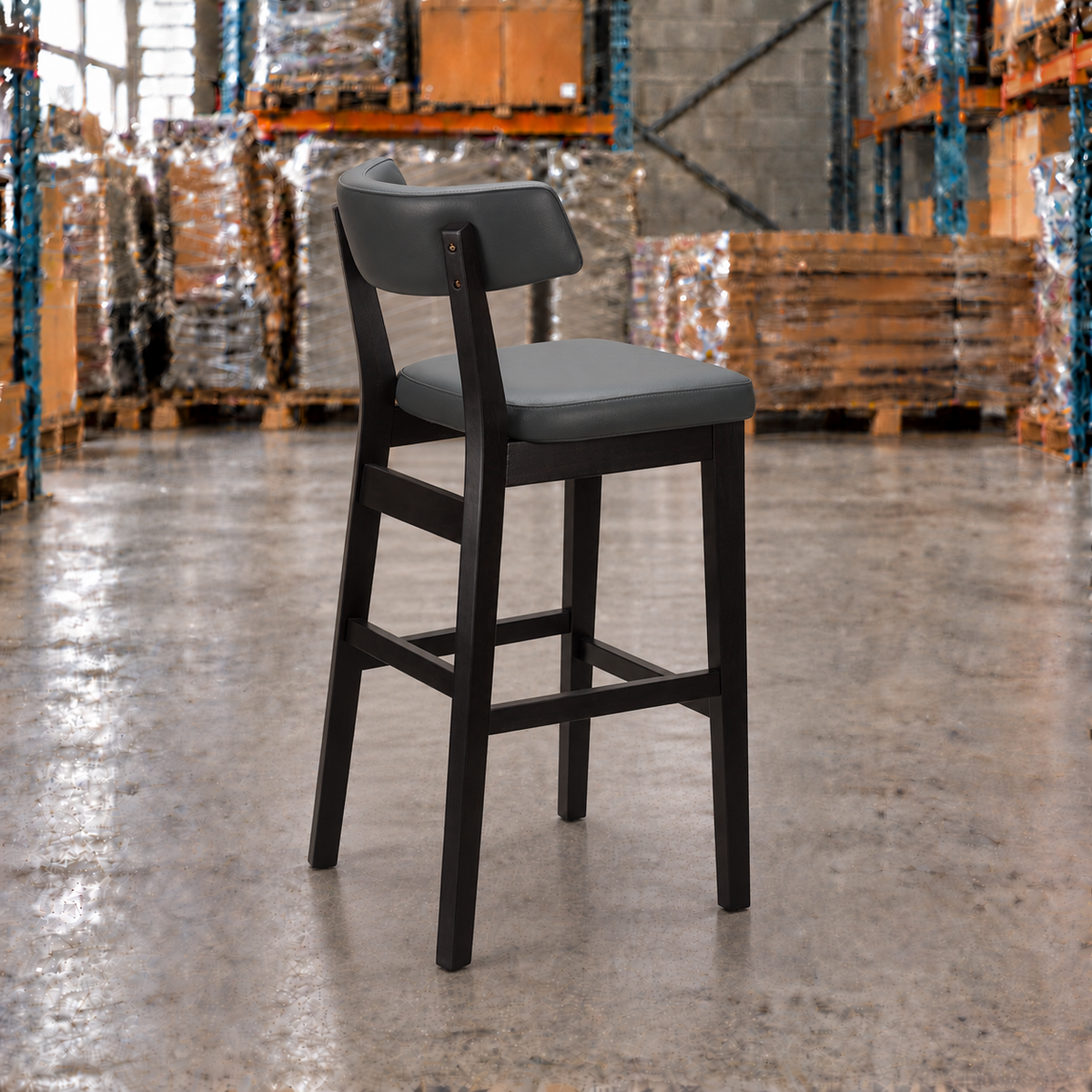 Oak Commercial Bar Highchair – Grey / Black Frame