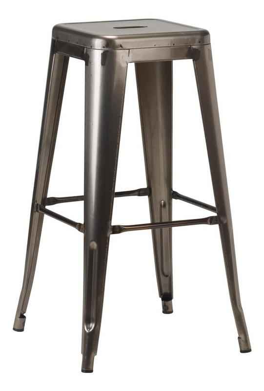 Tolix Style High Stool - Gun Metal Grey