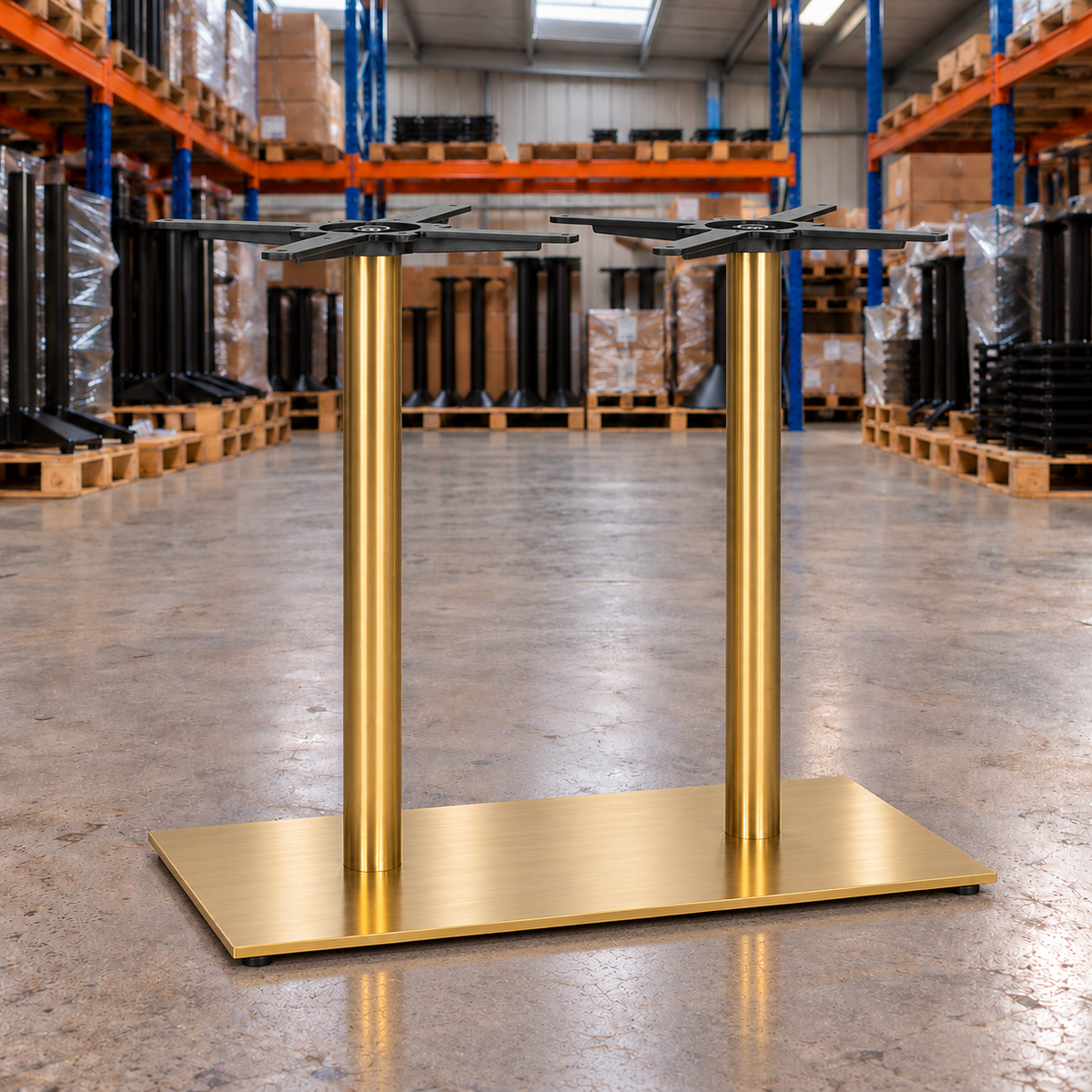 Tring Twin Table Base – Brass - Restaurant Table & Chairs Direct